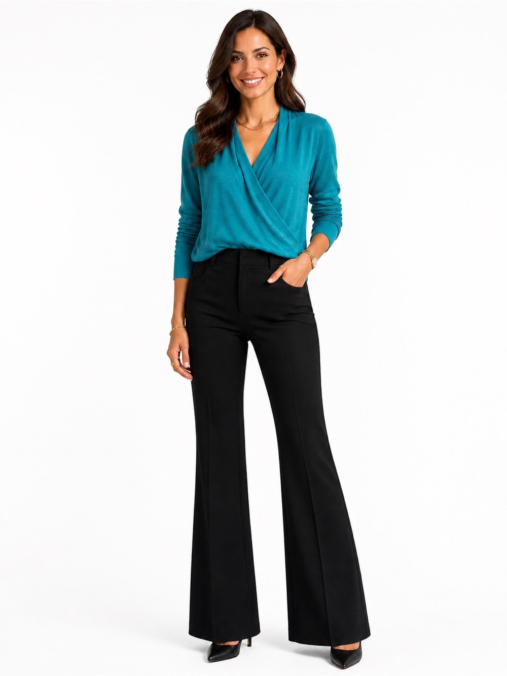 The Limited Bright Teal Merino Wool Top